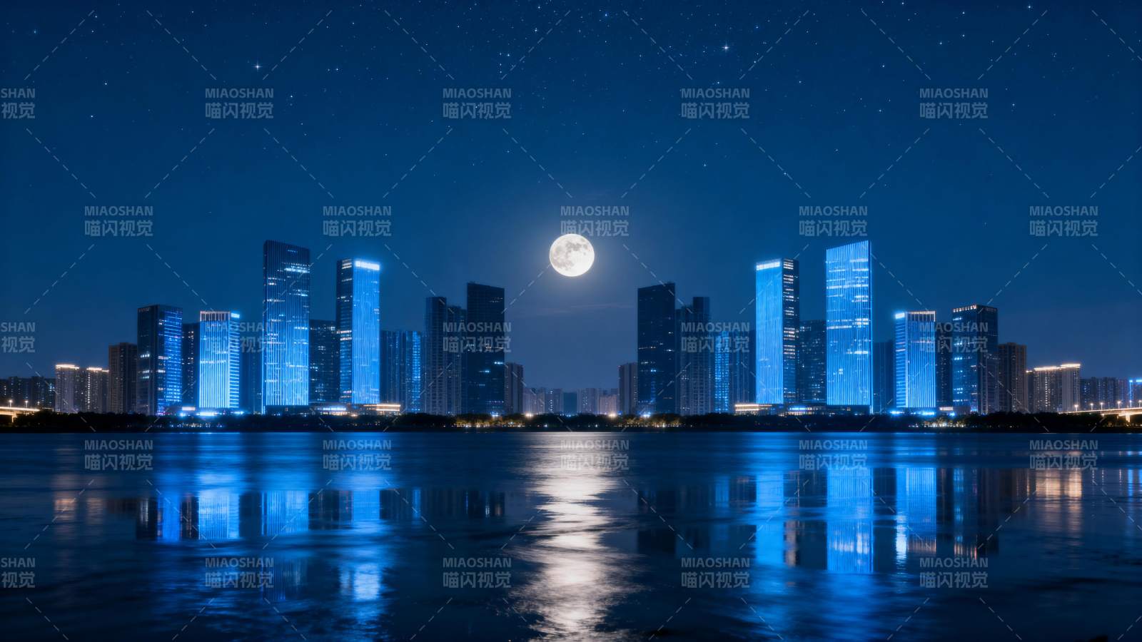 月夜都市倒影图片