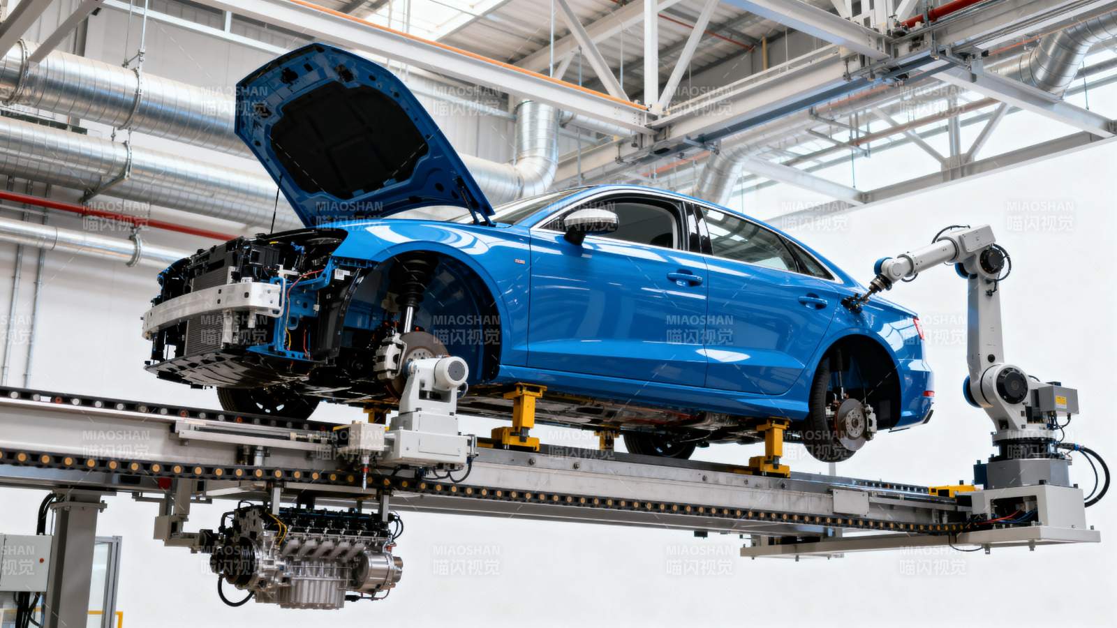 蓝色汽车自动化装配图片