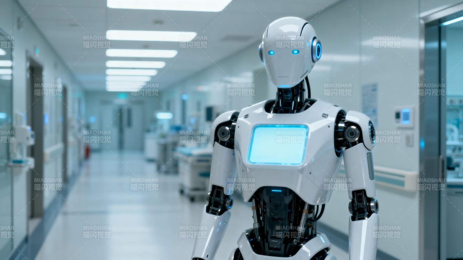 智能机器人医院行图片