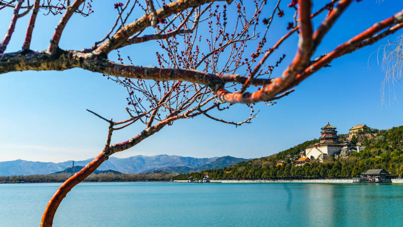 颐和园湖光山色映佛香阁图片