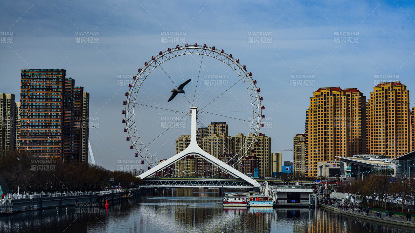 天津之眼与城市风光图片