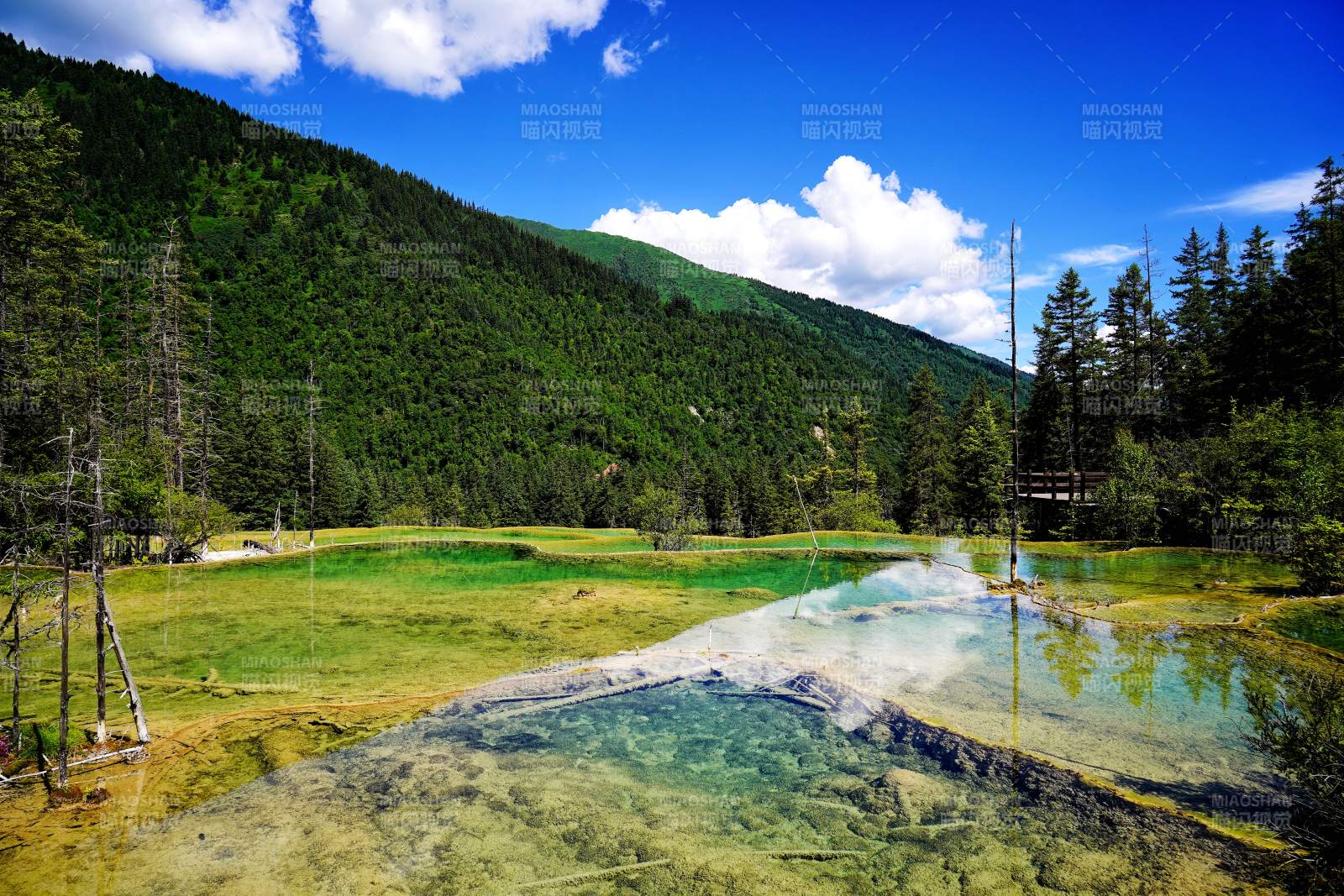 川西青山绿水映蓝天图片