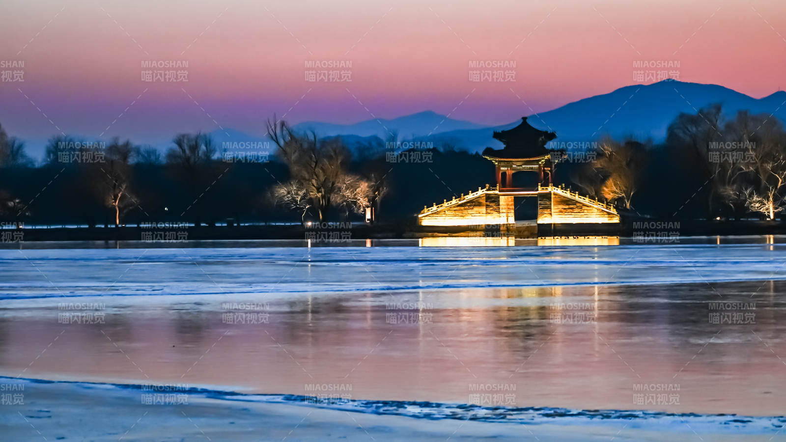 颐和园豳风桥晚照图片