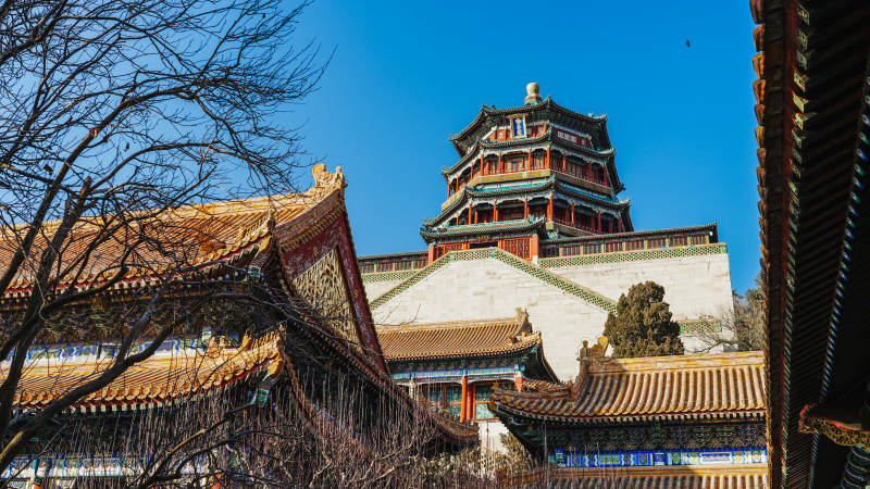 故宫角楼春景图片