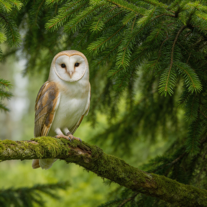 林间栖息的猫头鹰图片