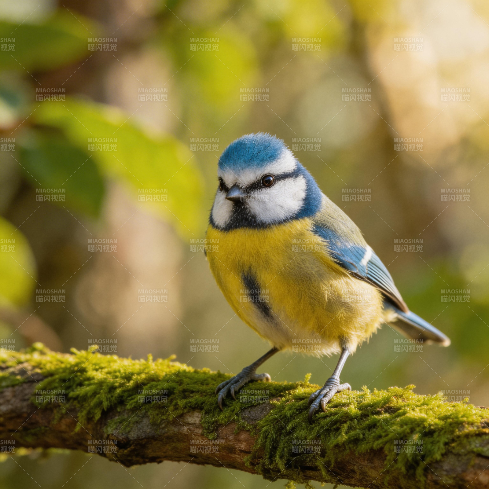 蓝山雀栖息枝头图片