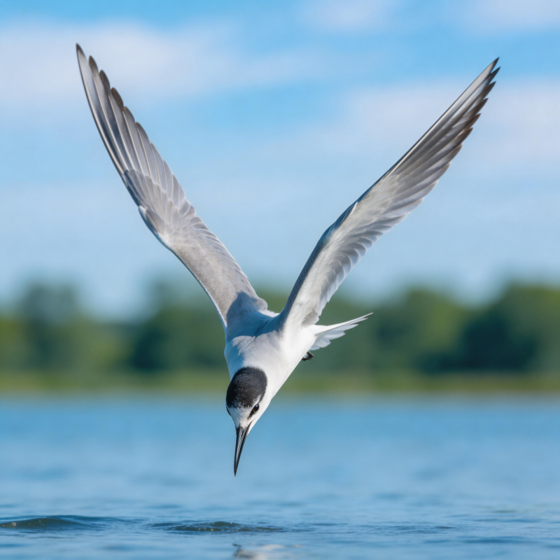 燕鸥掠水飞翔图片