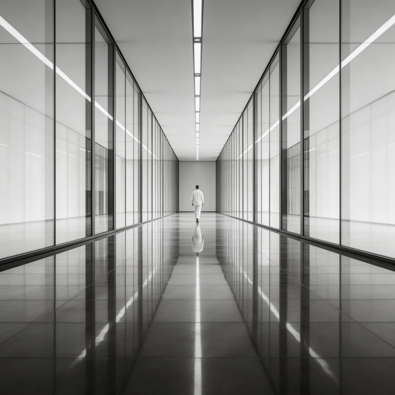 长廊尽头的孤独身影图片