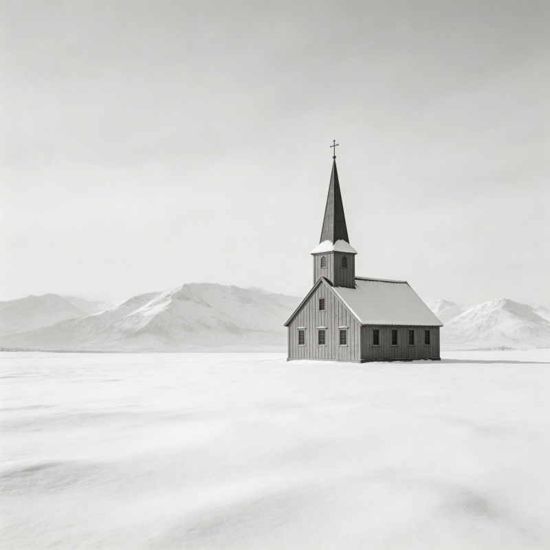 雪原孤教堂图片