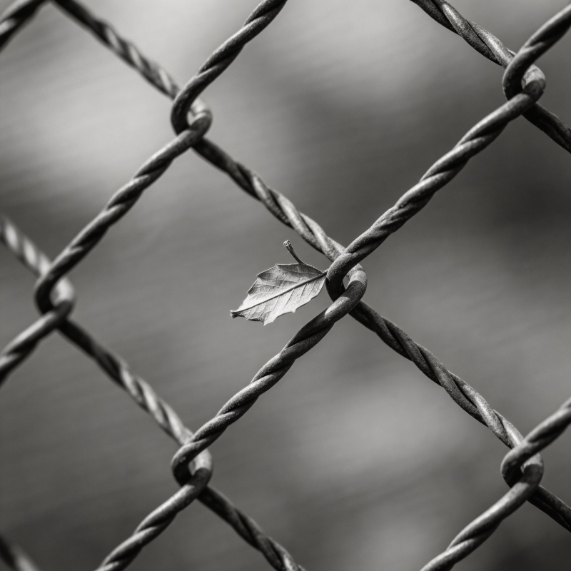 叶落铁网间图片