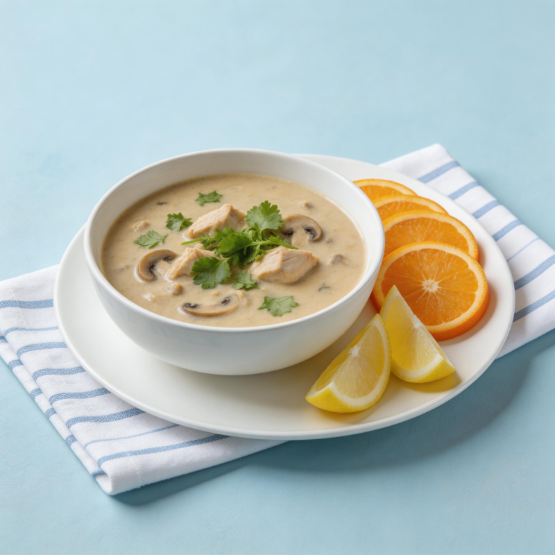 奶油鸡肉汤配橙柠图片