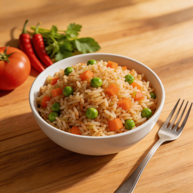 美味炒饭配蔬菜图片