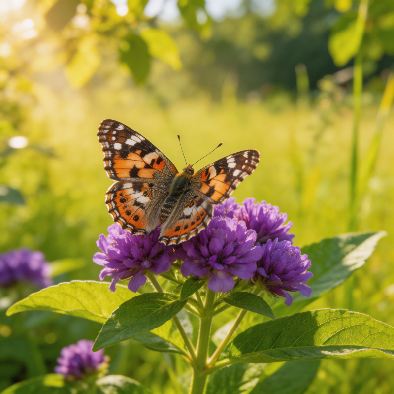 蝶舞紫花间图片