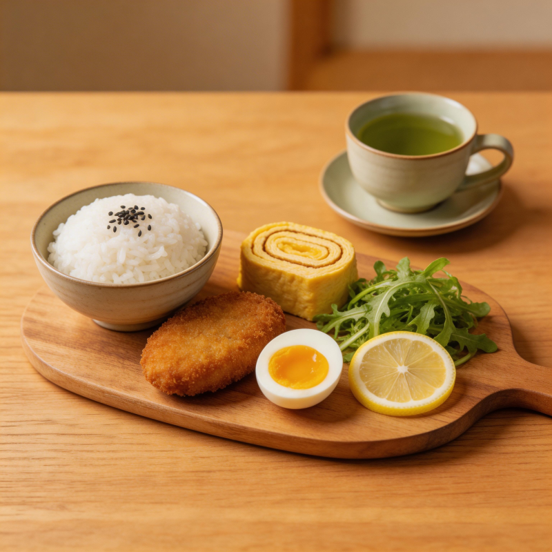 日式便当配绿茶图片