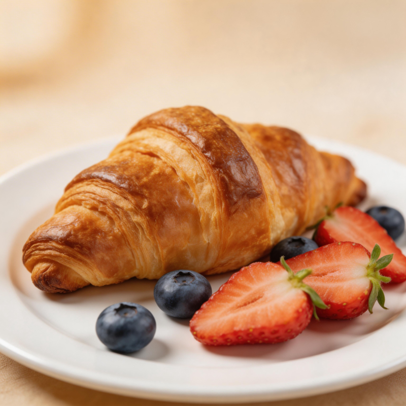 酥香牛角配鲜果图片