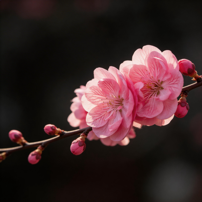 粉梅绽放枝头图片