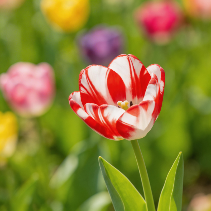 红白相间郁金香图片