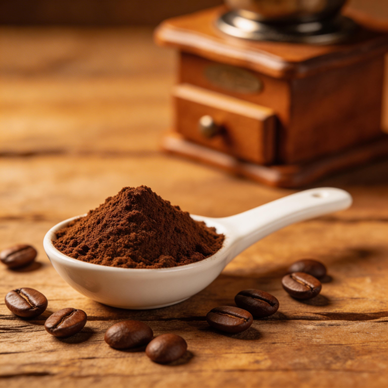 咖啡粉与豆子特写图片