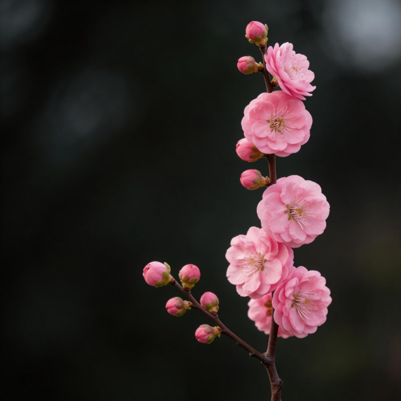 粉梅绽放枝头图片