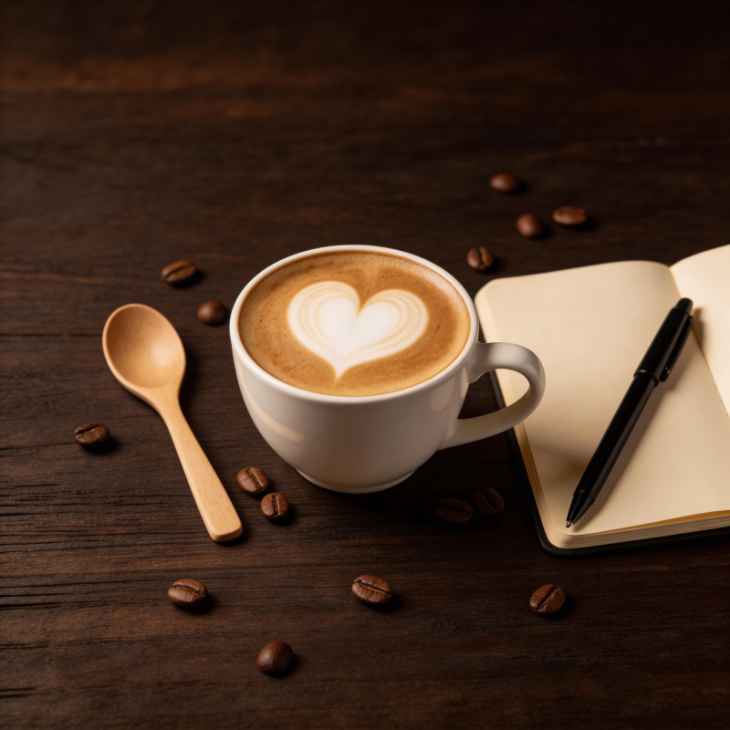 咖啡与心形拉花图片