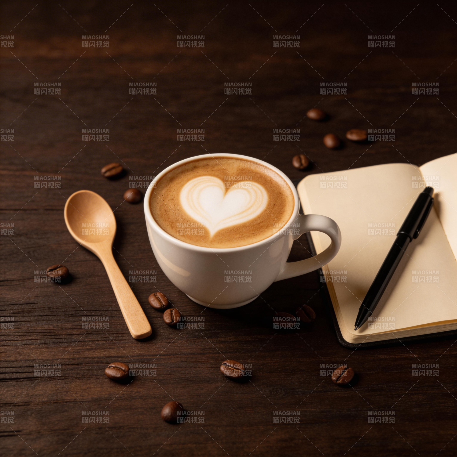 咖啡与心形拉花图片