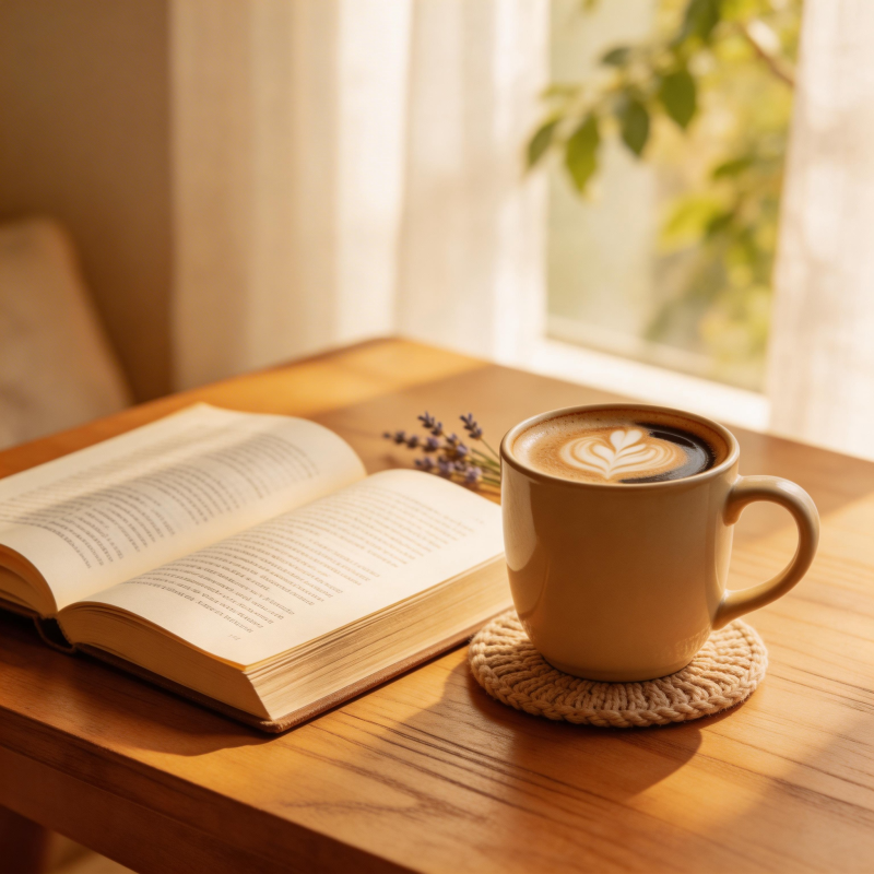 书与咖啡的静谧时光图片
