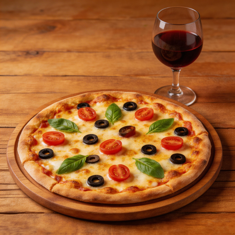 披萨配红酒图片
