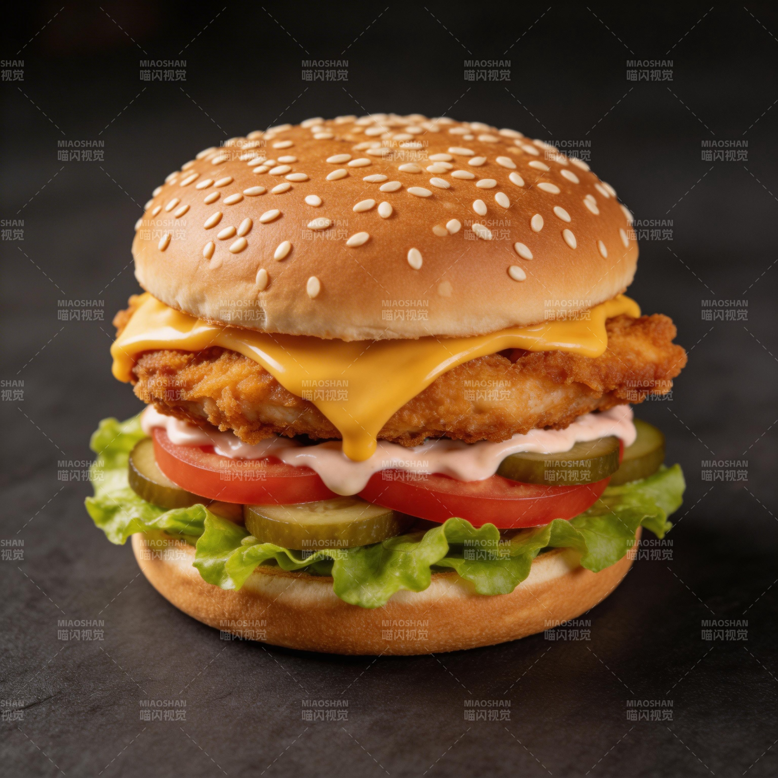 美味鸡排汉堡图片