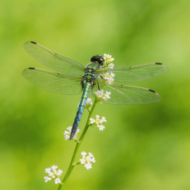 蜻蜓栖花 绿意盎然图片