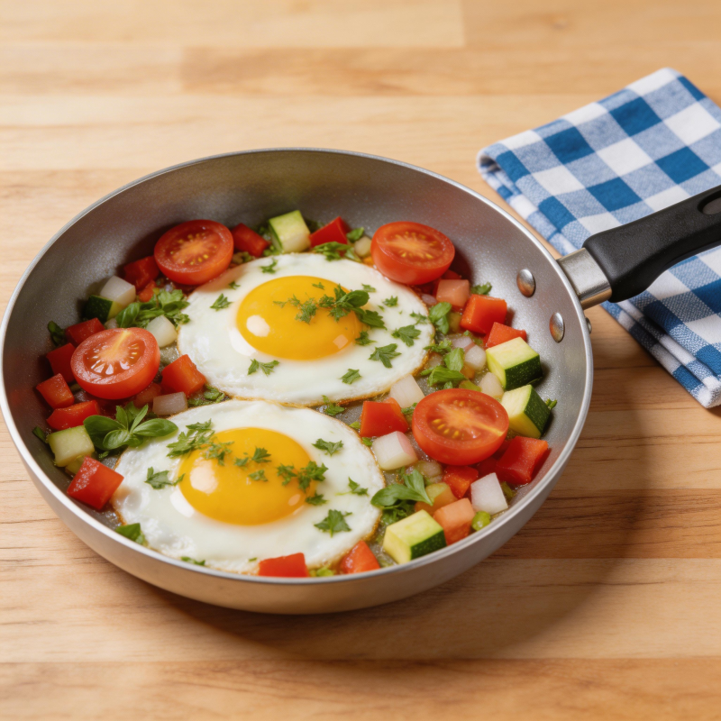 煎蛋蔬菜锅图片