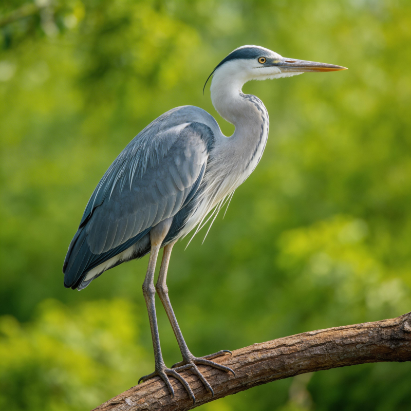 灰鹭栖枝 静观绿意图片