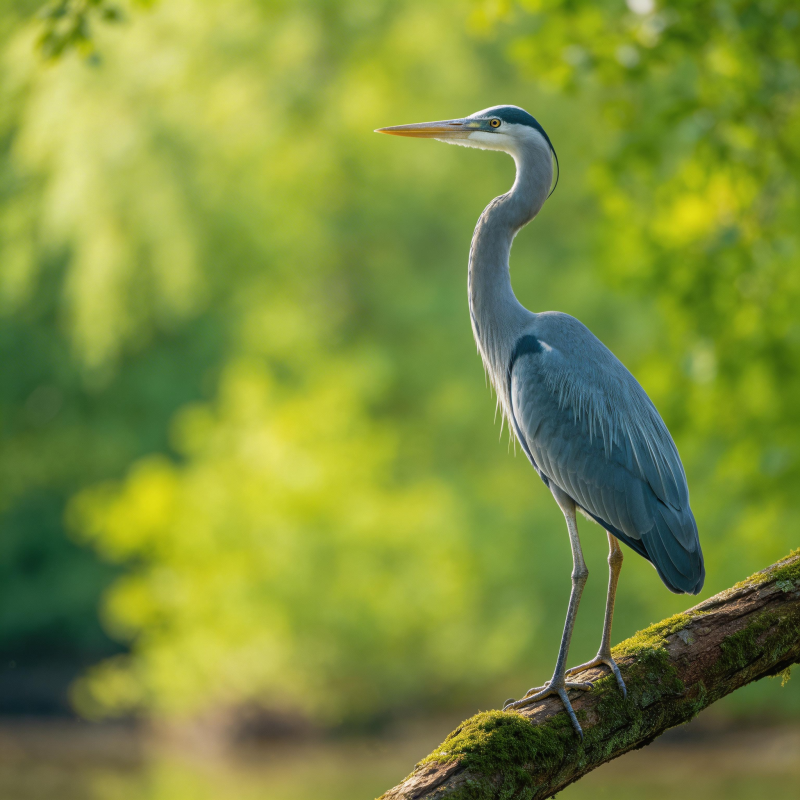 苍鹭栖枝 绿意盎然图片