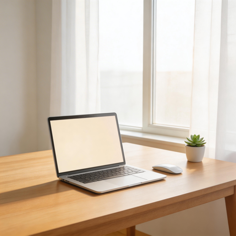 简约办公桌一角图片