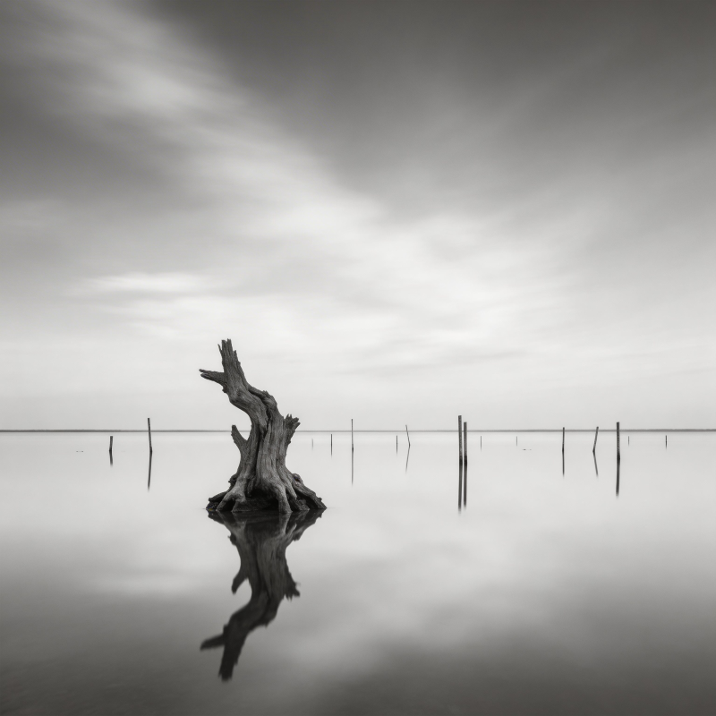 孤木映水静图片