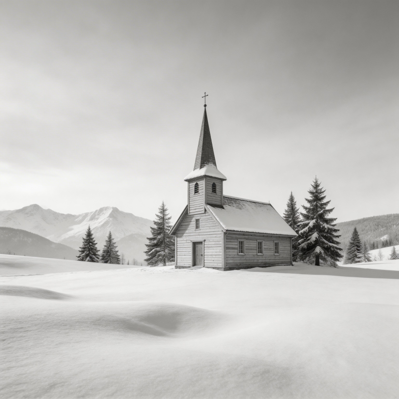 雪中教堂图片