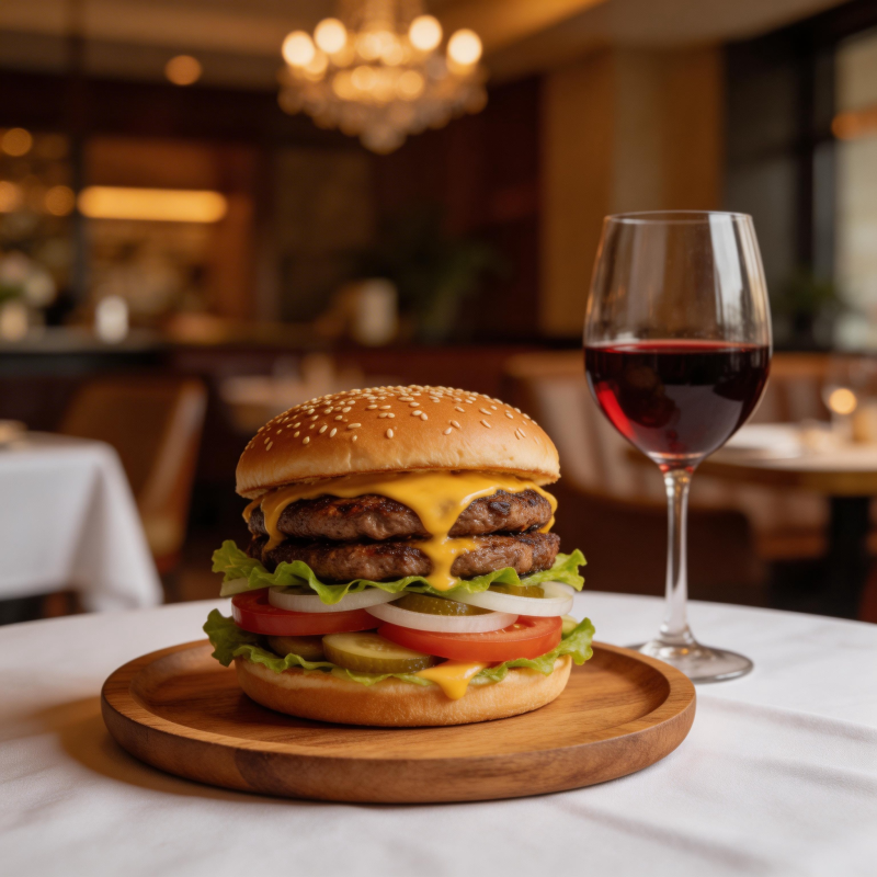 汉堡配红酒图片