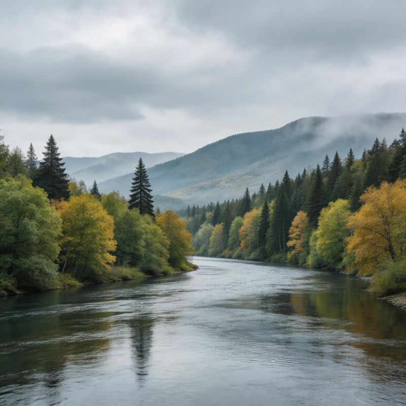 秋山溪流静谧景图片