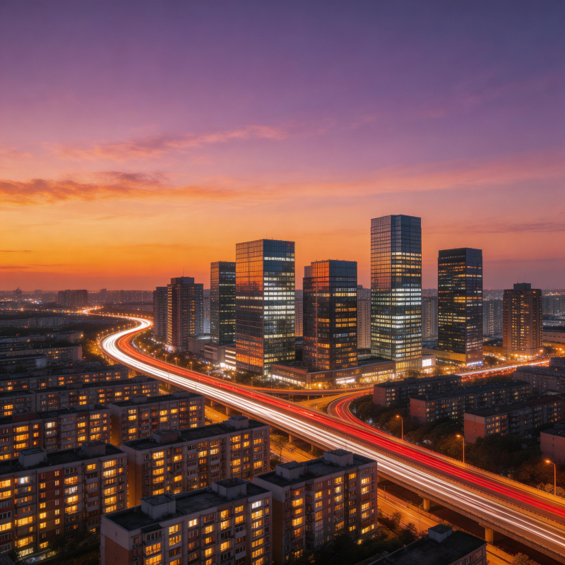 都市夜景流光溢彩图片