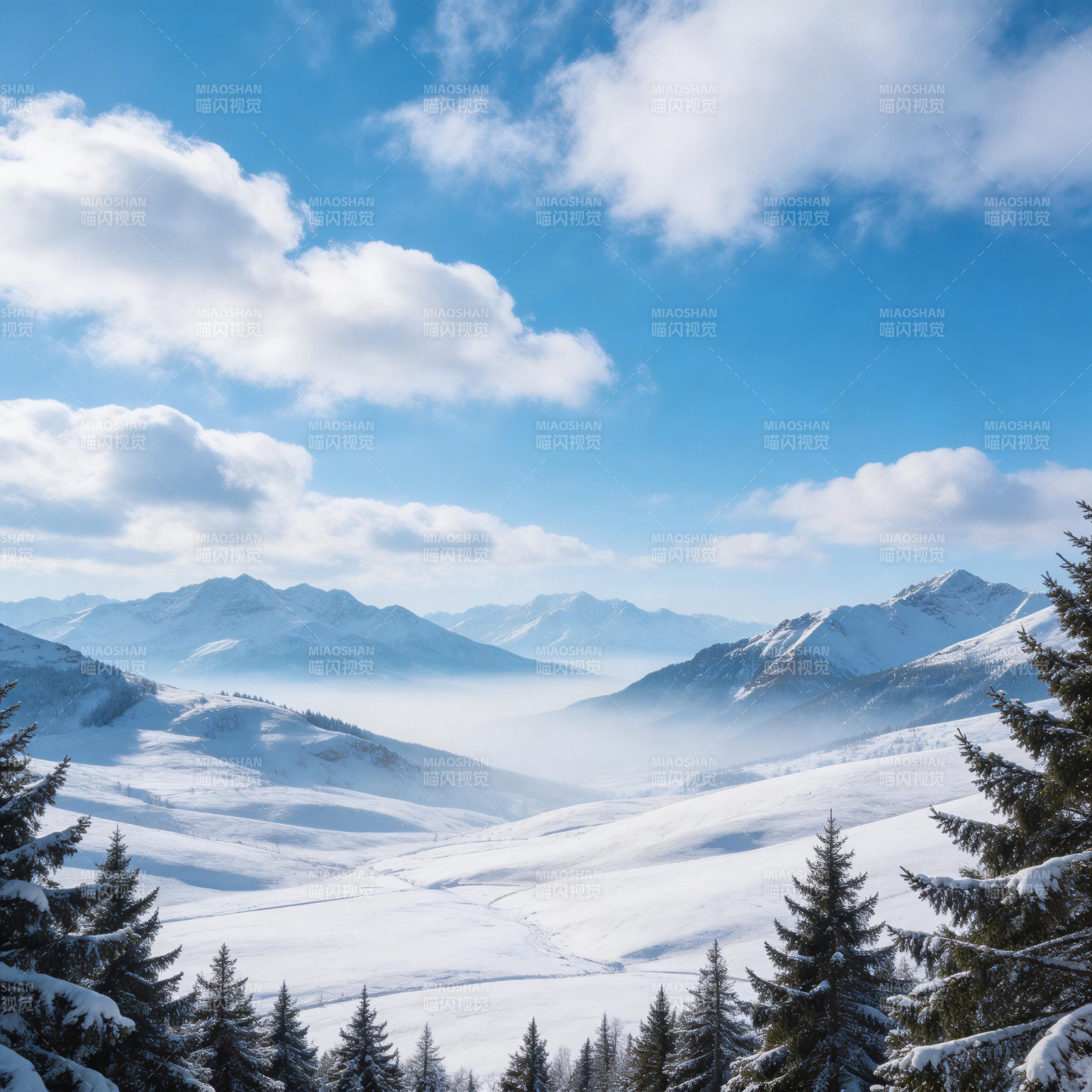 雪域山峦云海图片