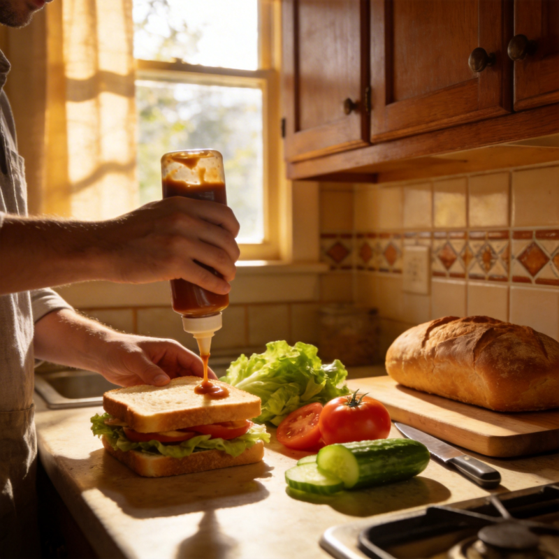 阳光下的三明治制作图片