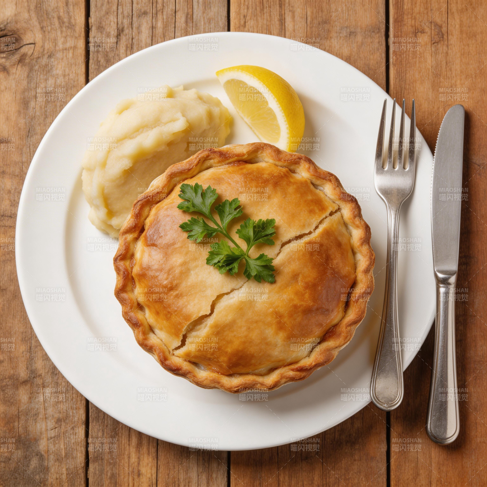 金黄酥皮派配土豆泥图片