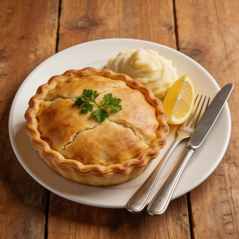金黄酥皮派配柠檬图片