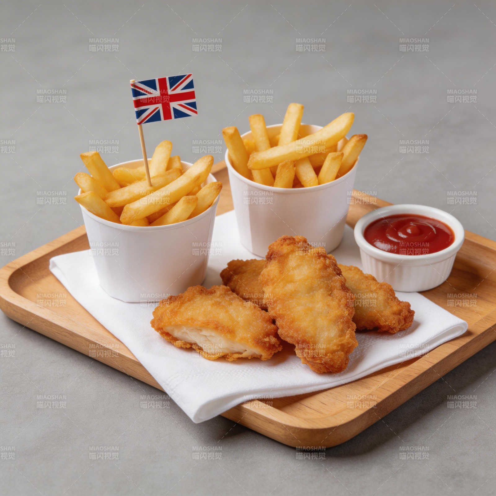 英式鱼薯配番茄酱图片