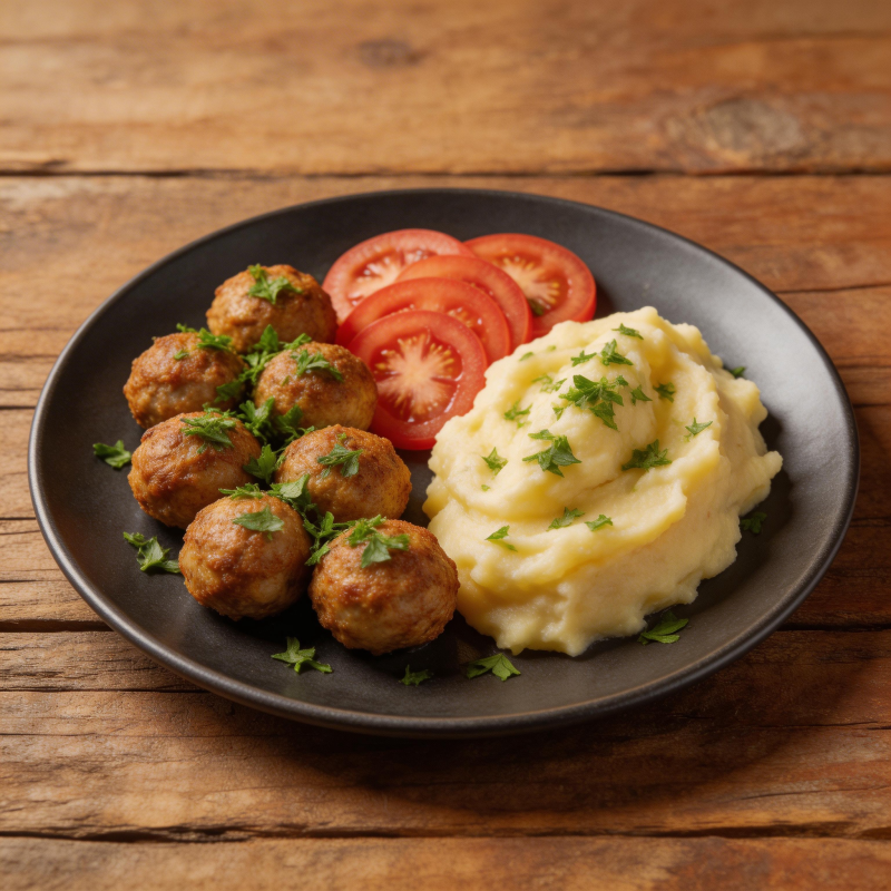 肉丸配土豆泥图片