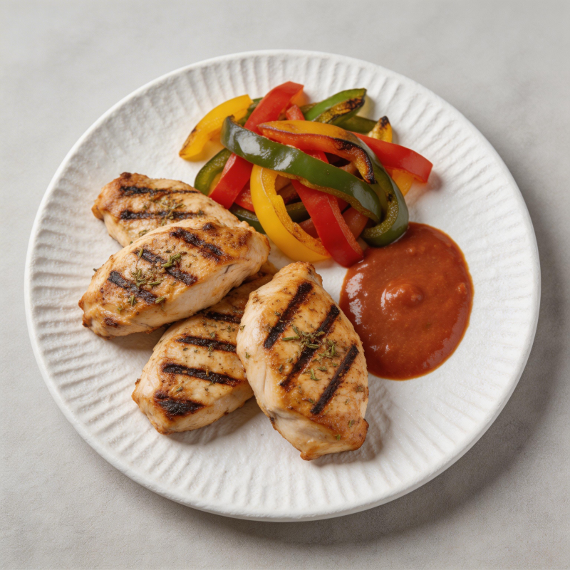 烤鸡胸配彩椒酱图片