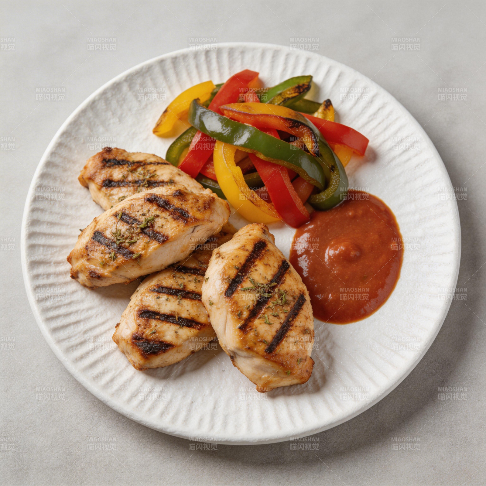烤鸡胸配彩椒酱图片