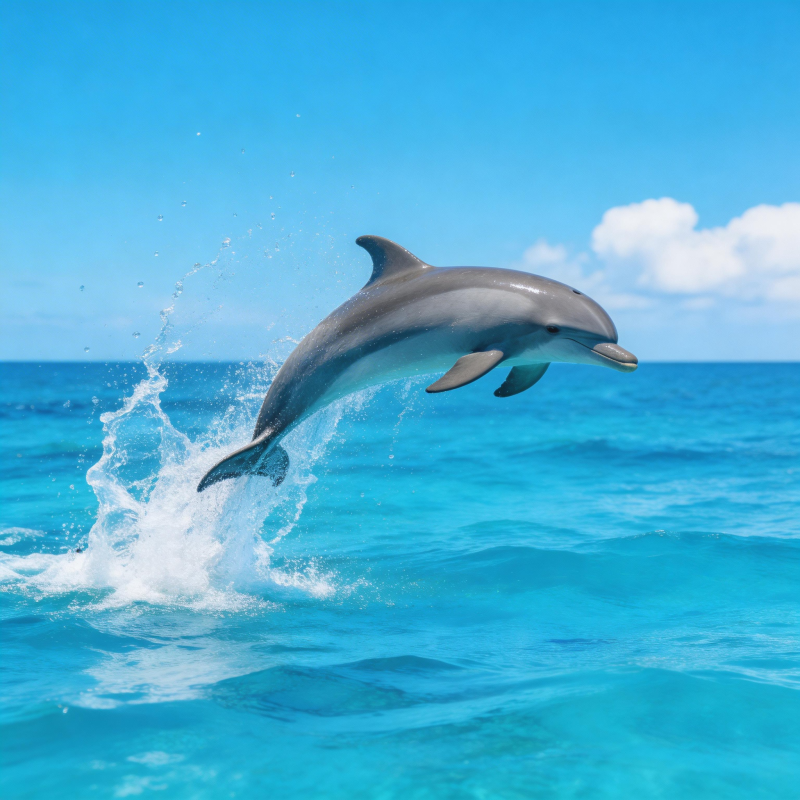 海豚跃出碧海图片