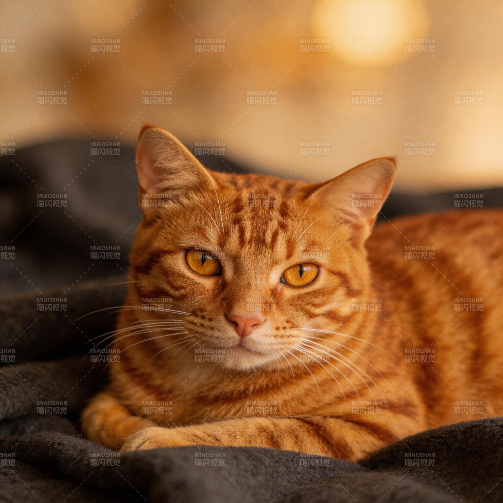 橙猫静卧凝视图片