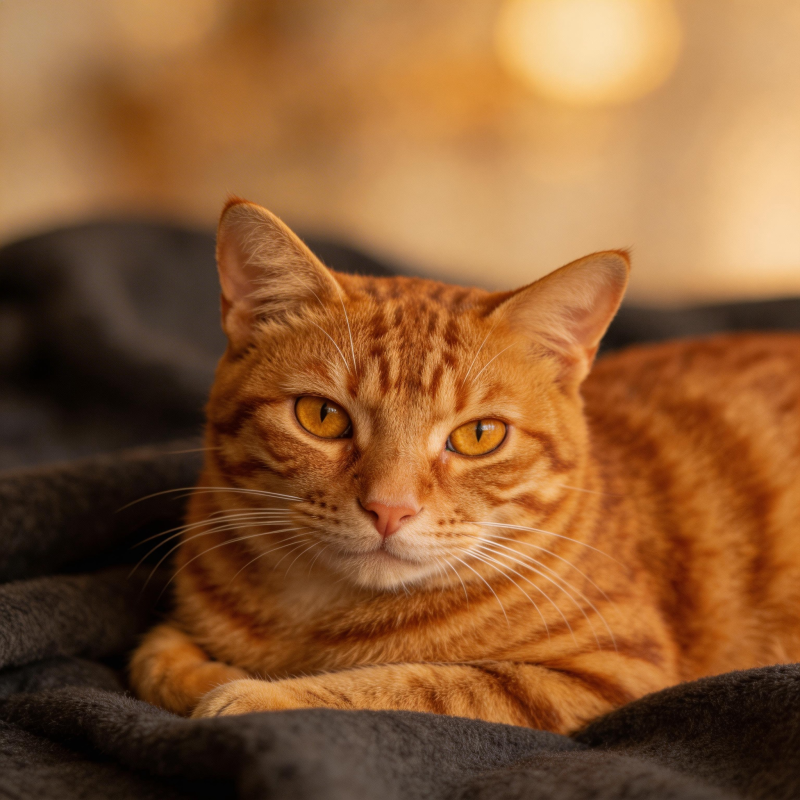 橙猫静卧凝视图片