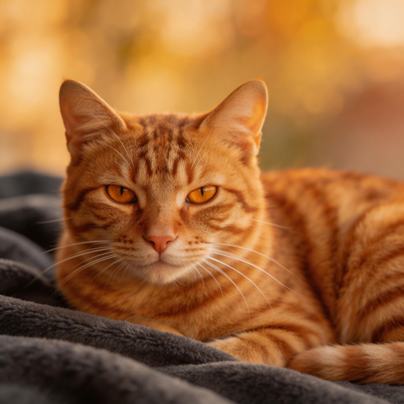 橙猫静卧暖阳中图片